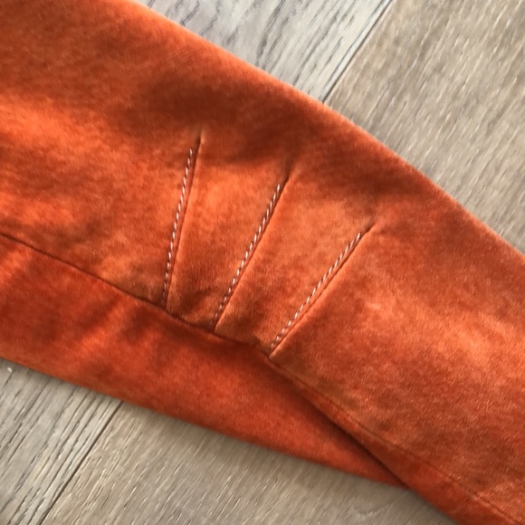 Danier orange washable leather jacket with white top stitching - Picture 3 of 14